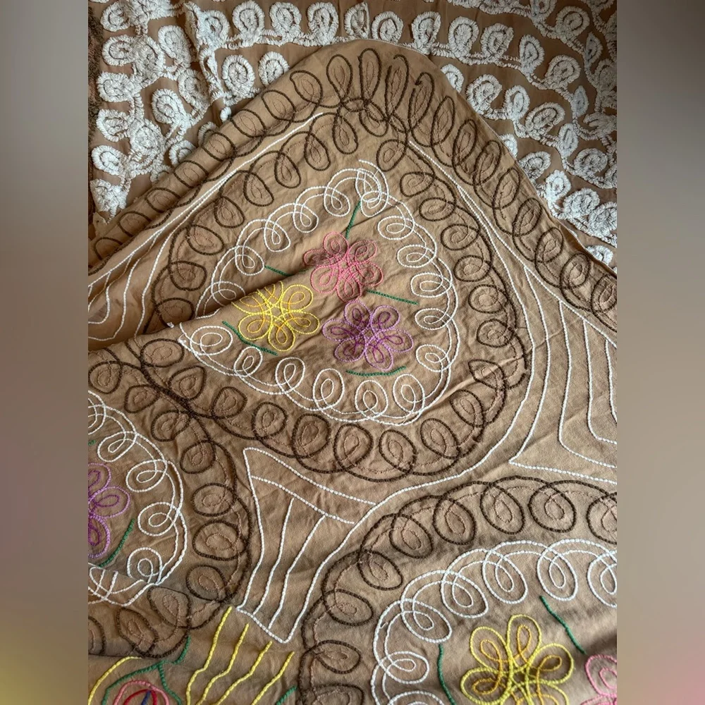 Vintage Colorful Peacock Design Chenille Bedspread - Picture 4 of 4